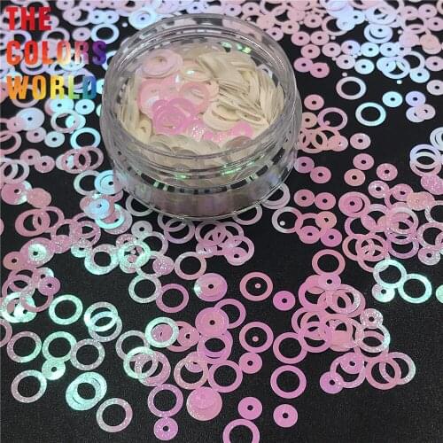TCT-319 Hollow Ring Pearlescent Iridescent 6MM Nail Glitter Nail Art Decoration Body Art Tumblers Crafts Festival Accessories