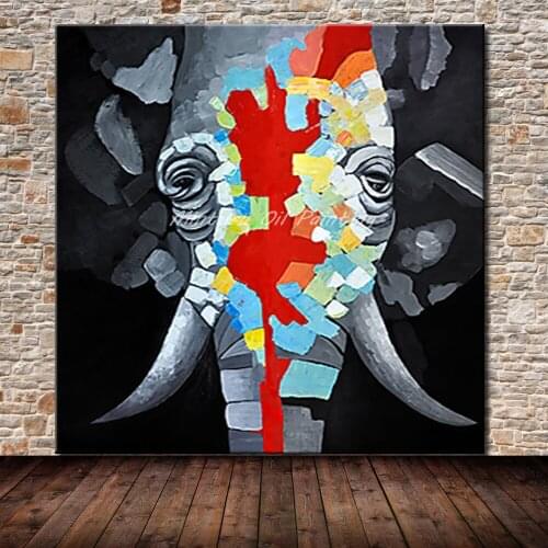 Mintura Frameless Pictures Hand Painted Elephant Oil Painting On Canvas Home Decoration Wall Art Abstract Animal Oil Paintings