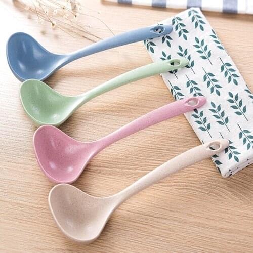 1PC New Fashion Eco-Friendly Wheat Straw Soup Spoon Stalk Spoon Rice Ladle Meal Dinner Scoop Kitchen Supplies Tableware