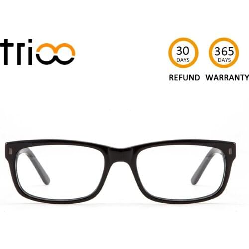 TRIOO Mens Minus Glasses Fashion Transparent Prescription Eyeglasses Cool Pattern Square Eyewear Myopia Reading Spectalces