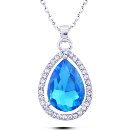 N147 Austrian Crystal Waterdrop Necklace Silver Color Jewellery Necklace Allergy Free 2017 Women Necklace Pendant