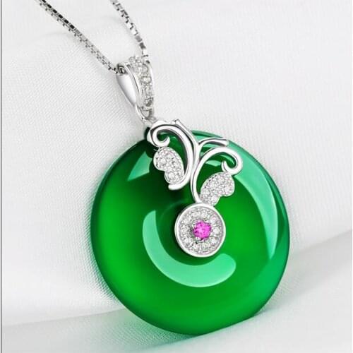 Natural green agate chalcedony men and women ice species transshipment agate safe buckle agate pendant