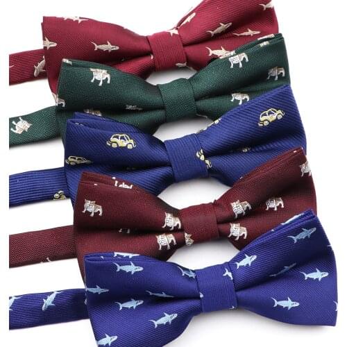 New Jacquard Woven Bow Tie For Men Child Animal Insect Shiba Inu Bowtie Wedding Party Casual Polyester Butterfly Cute Gift