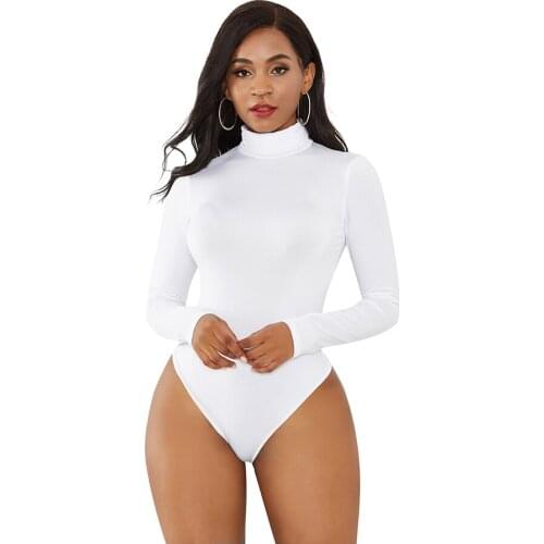11 Color Long Sleeve Skinny Bodysuit Women Winter Autumn Solid turtleneck Turtlenec Casual Body Top Jumpsuit Black White