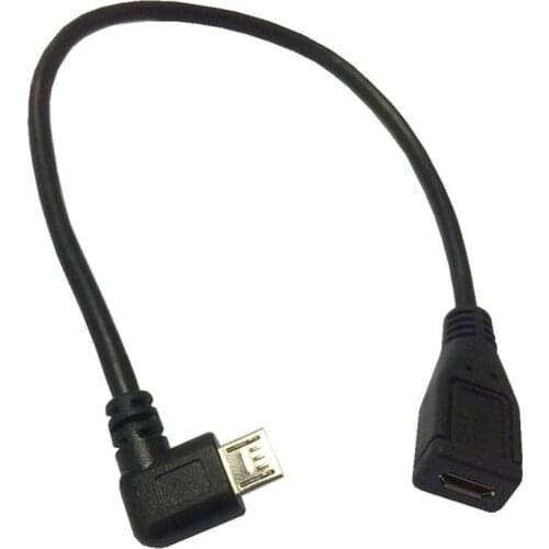 90 Degrees Micro USB Male to Female USB Cable Extend Converter Adapter 0.25M 25cm