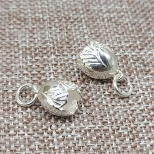 925 Sterling Silver Shiny Flower Budding Charms Pendants for Necklace Bracelet Earring