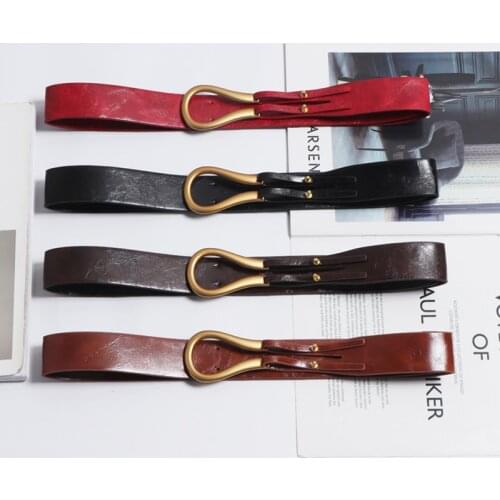 HATCYGGO New Women Waist Belt Female Designer Big Alloy Buckle Wide Belt Cummerbund Fashion Leather Adjustable Strap For Dress