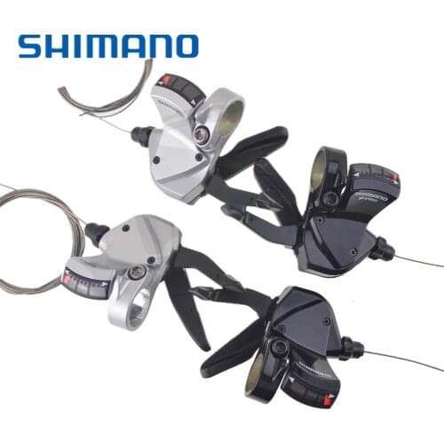 Shimano SL-R440 SL-R441 Shifters Flat Bar Triggle Left / Right Hand 2/3s 8/9 Speed Shifter w/ Inner Cables Black Silver