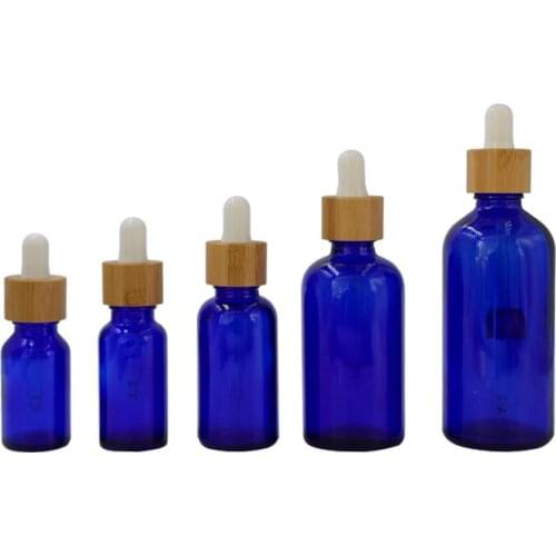 Blue And Green Clear Glass Bottle Wholesale Cosmetic Essential Oil Dropper Container Repeatable Bottles