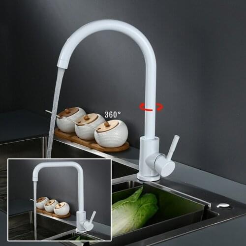 Sink faucet White Kitchen Faucet hot and cold 304 Stainless Steel Rotating kitchen mixer sink mixer tap Faucet