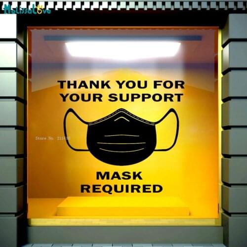 Thanks You For Your Support Mask Required Wall Stickers Social Convention Decals Shop Vinyl Window Decals Removable YT5527