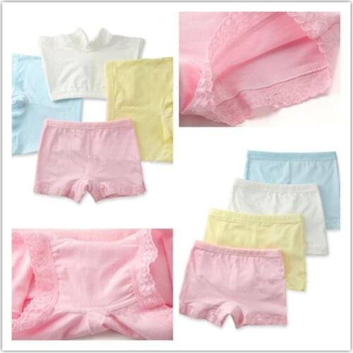 10pcs/lot Girls Boxer Cotton Baby Candy Colored Fashion Pants Baby Cotton Lace Underwear Suitable for 3-12Y