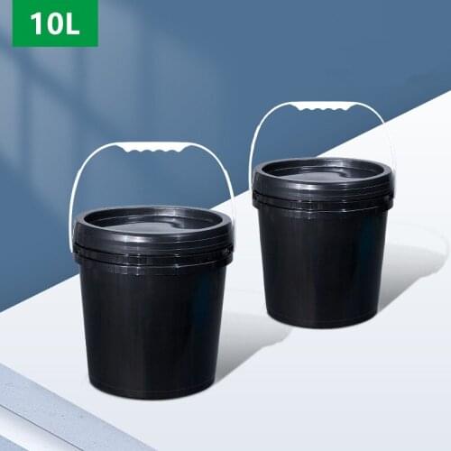 1PCS 10L Black Plastic Bucket Thicken Househood Storage Container Refillable Paint Oil Leakproof Container