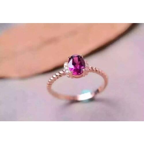 Natural red garnet gem Ring S925 Silver Natural Gemstone Ring Fashion Elegant Twist round Womens wedding gift Rings Jewelry