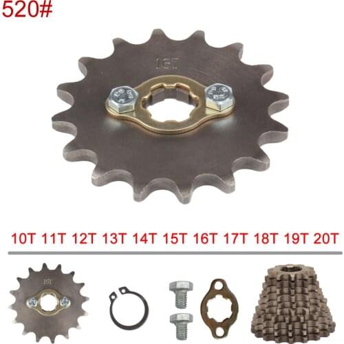 Front Engine Chain Sprockets 520# 10T 11T 12T 13T 14T 15T 16T 17T 18T 19T 20T 21T 22T 23T Teeth 20mm With Retainer Plate Locker