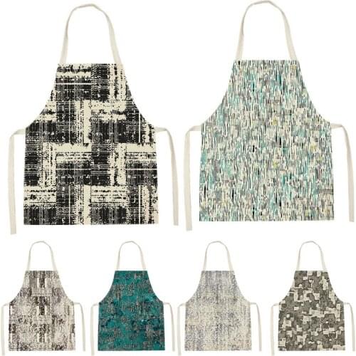1 Pieces Gray Irregular Classical Geometric Pattern WomenS Home Cooking Baking Waist Bib Anti-Oil And Antifouling 68*55 Tablier