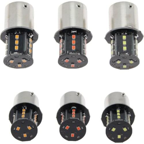100PCS AC 6volt P21W 1156 BA15S P21/5W 1157 BAY15D 2016 18 SMD Led Bulb Car White Amber Red led Bulbs Heteropolarity 6.3V