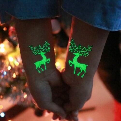 Navidad 2021 Temporary Luminous Christmas Tattoo Stickers Merry Christmas Decorations for Home New Year 2021 Noel Xmas Gift
