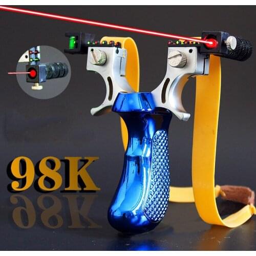 2020 New Style Big Power New Outdoor Hunting Slingshot Laser Aiming Slingshot Using Flat Rubber Band Toys For Boys