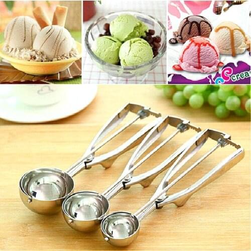Creative 3Pcs Stainless Steel Ice Cream Scoop Spoon Melon Baller Small Middle Large Ice Cream Tools