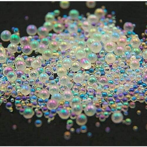 30g Mixed Bubble Beads Tiny Decorations for DIY Resin Craft 1.5-4mm White Transparent Symphony Multicolored Nail Art Accessories