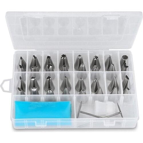 38pcs/Set Cake Decorating Tips Dessert Decorators Silicone Icing Cream Pastry Bag Stainless Steel Piping Nozzle Set Baking Tools