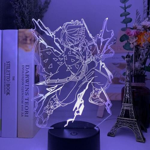 3D Kimetsu No Yaiba LED Anime Demon Slayer Lamp for Bedroom Decor Night Light Kids Child Birthday Gift Agatsuma Zenitsu Light