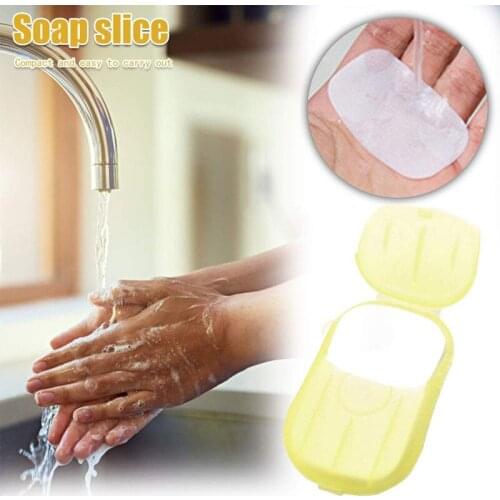 40Pcs(2 Box) Mini Disposable Scented Slice Sheets Paper Soaps Washing Hand Portable Cleaning Soaps Foaming Soap Case Paper