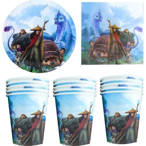 60pcs/lot Raya and The Last Dragon Theme Napkins Happy Birthday Party Plates Cups Baby Shower Decorations Events Tableware Set