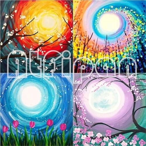 DIY 5D Diamond Painting Full Moon Cross Stitch Flower Diamond Embroidery Full RoundSquare Drill Mosaic Home Decor Manual Gift