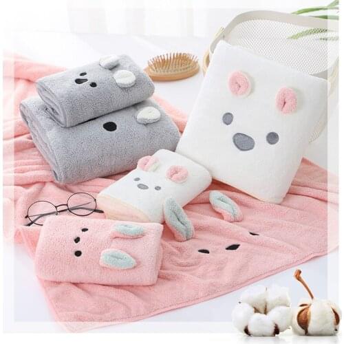 Cartoon Embroidered 350g High Density Coral Fleece Bath Towel Towel Picture Set Adult Bath Towel Towel Coral Fleece Beach Towel