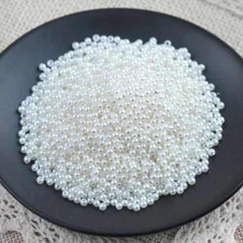 White Pearl Acrylic Round Ball Spacer Beads Fit Jewelry Handmade 2000pcs 3mm YKL0157X