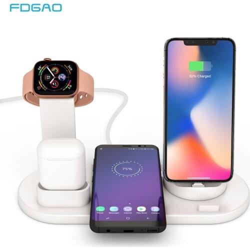 FDGAO 10W Qi Wireless Charger Stand 3 in 1 Charging Dock Station For Apple Watch Airpods pro iphone 11 pro X XS MAX XR 8 7 Plus