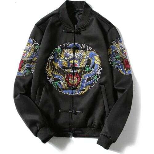 Dragon Baseball Jacket Ma1 Bomber Jacket Men Casual Jacket Coat Mens Jackets and Coats Chinese Style Qing Dynasty Embroidery