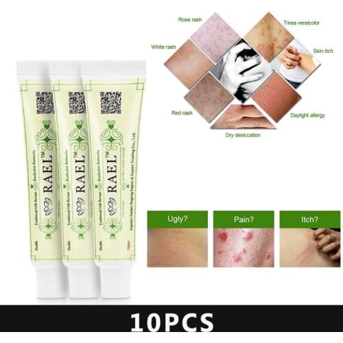 No box!! 10pcs/lot RAEL Skin Psoriasis Cream Dermatitis Eczematoid Eczema Ointment Treatment Psoriasis Cream Skin Care Cream
