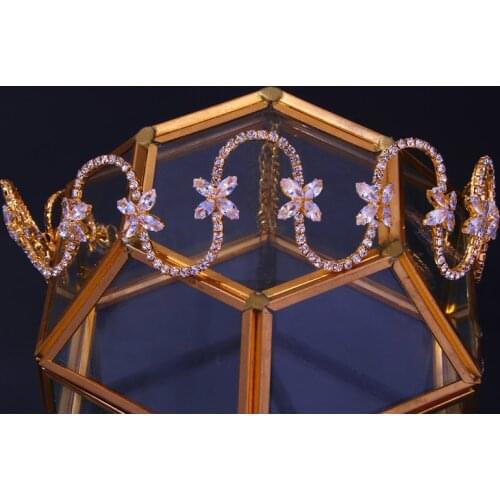 Glittery Hair Loop Rhinestone Bridal Hair Band with Floral Decor Adjustable Alloy Hair Accessories for Bride Women EA