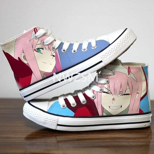 Anime darling in the franxx Zero Two peripheral graffiti canvas shoes mens shoes large shoes Mandarin duck shoes