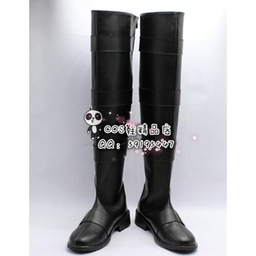 Black Butler Kuroshitsuji Black Male Long Halloween Cosplay Shoes Boots X002