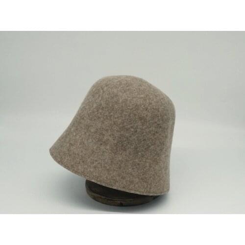 Black camel gray woolen fisherman hat female autumn and winter wild retro beggar hat bucket hat bell hat