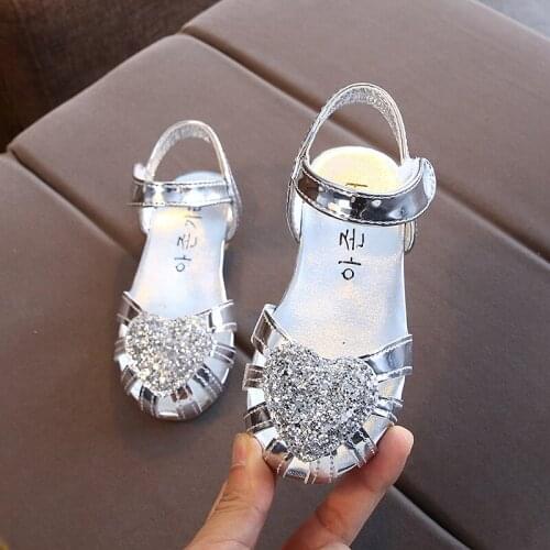 Children Fashion Sequins GirlS Princess Dress Beach Shoes Kids Summer Hollow Sandals 2021 3 4 5 6 7 8 9 10 11 12 Years