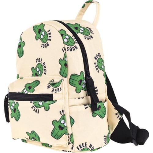 Kid School Bag Cartoons Cute Girl And Boy Anime Backpack Mini Casual Cactus Print Kawaii Small Backpack