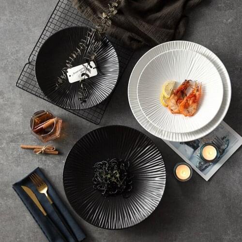 Japanese-style glazed meal plate creative Western steak plate home breakfast salad plate ceramic cutlery