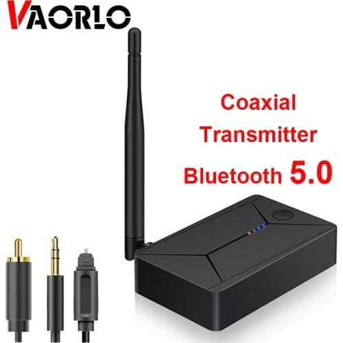 VAORLO Low Latency Coaxial Transmitter Wireless Audio Adaptor For Headphone TV Bluetooth 5.0 Adapter With 3.5 Optical Fiber Jack
