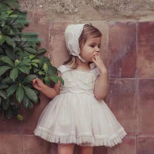 3PCS Summer Spanish Princess Lolita Vintage Lace Voile Sleeveless Bow Ball Gown Dress For Baby Girls Birthday Party Easter 0-5Y