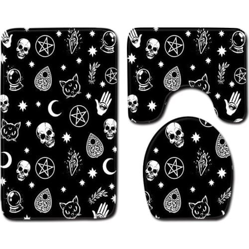 Suger Skull 3pcs Bath Mat Best Selling 2019 Products Carpet Bathroom Mat Anti Slip Toilet Rug Set Toilet Seat Cover Accessories