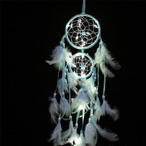 Handmade Feather Dream Catcher Wind Chimes Led Home Car Hanging Gift Colorful Craft Dreamcatcher Ornament Art Bedroom Decoration