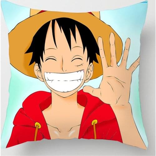 Luffy Print Cushion Cover Short Plush Pillow Covers 3D Anime Throw Pillow Case Sofa Home Decor Polyester Pillowcase