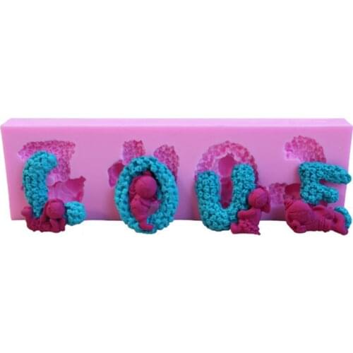 LOVE Words To Wear Skirt Rabbit Silicone Double Sugar Cake Mould Chocolate Mould Ultralight Clay Mould D458