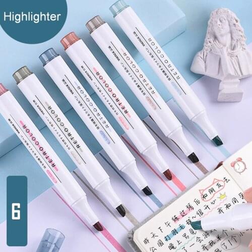 School Office Stationery Highlighters Set Sketching Markers Supplies Kawaii Cute Color Pens For Drawing