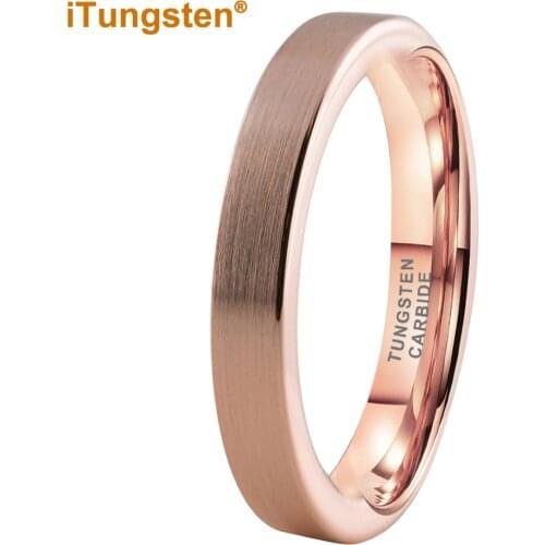 4MM Womens Tungsten Wedding Band Engagement Ring For Lady Rose Gold Color Brushed Finish Comfort Fit